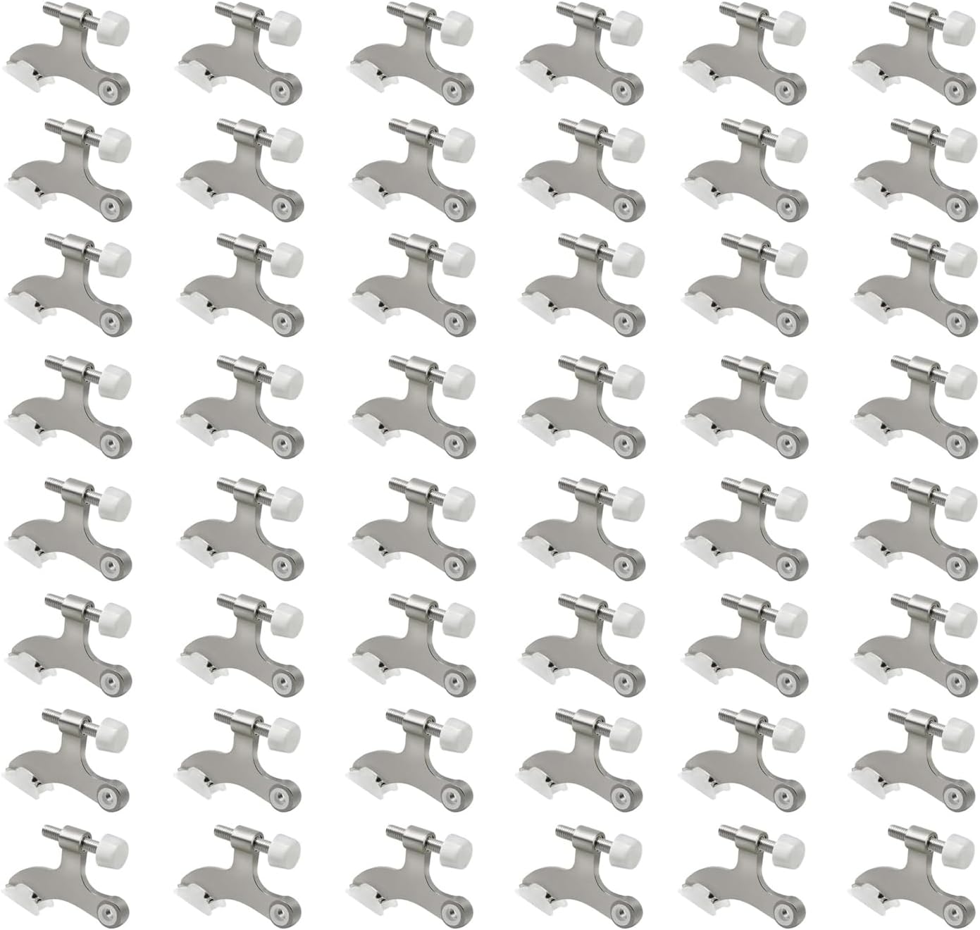 48 Pack Hinge Pin Brushed Nickel Door Stopper, Adjustable Heavy Duty Hinge Pin Door Stop with Rubber Bumper Tips