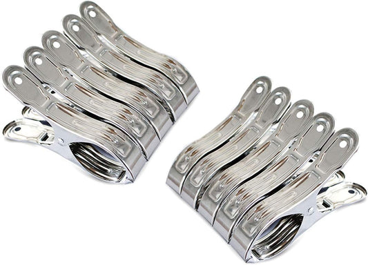 Outdoor Heavy Duty clothespins 10 Pack Large Stainless Steel Quilt Clips,Beach Towel Clips,Curtain Clamps,Rubber Tipped Metal Clothes