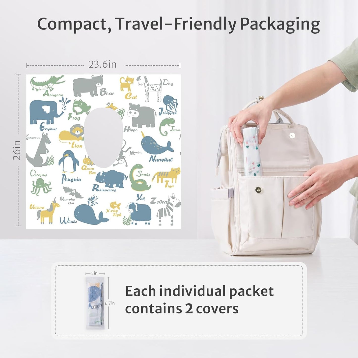 Blissful Diary 20 Pcs Toilet Seat Covers Disposable for Toddlers & Adults, Extra Large Waterproof, Portable Package for Travel, Kids Potty Training