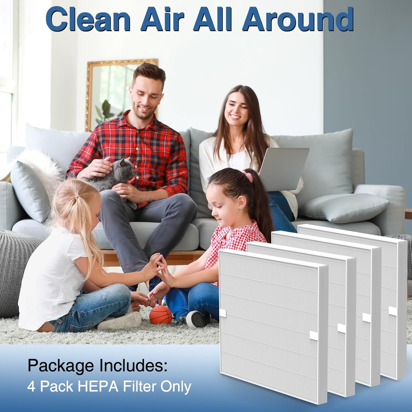 AP-1512HH HEPA Replacement Filter for Coway AP-1512HH AP1512HH Mighty Air Purifier, AP-1512HH-FP Item NO #3304899, 4 Pack AP-1512HH HEPA Filter Only