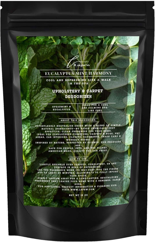 Eucalyptus Mint Harmony Carpet Freshener Powder: Powerful Odor Eliminator for Home, Upholstery Deodorizer, Carpet Deodorizer, Pet Urine, Cat Litter Box - Eucalyptus Spearmint Fragrance