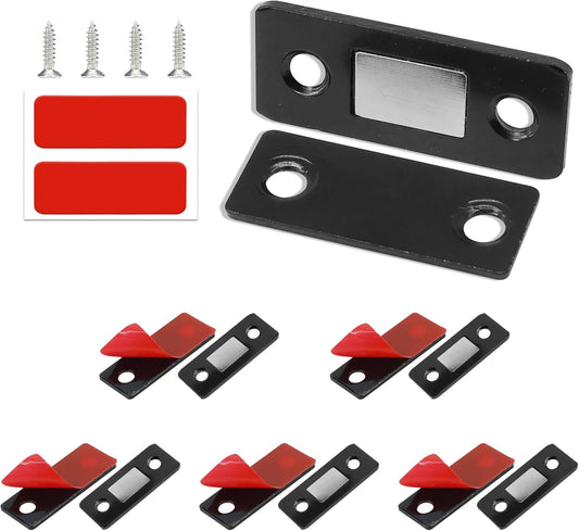 Cabinet Magnetic Catch, 6 Pack Black Ultra Thin Magnetic Cabinet Door Catch, Adhesive Cabinet Magnets for Kitchen Drawer Cabinet Door Closet, Concealed Strong Magnetic Cabinet Latch
