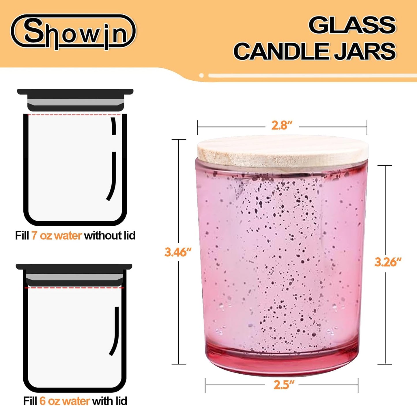 Thick Candle Jars for Making Candles 12 Pcs, 7 OZ Empty Jars with Wood Lids for Candle Making, Sample Container, Rose Pink