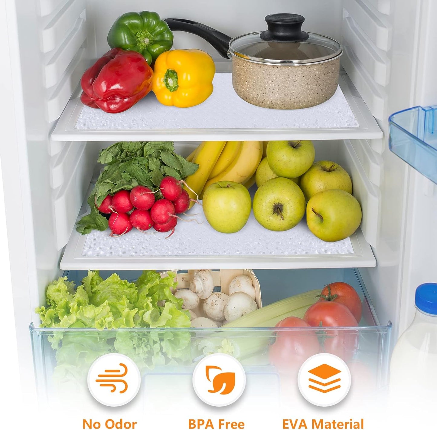 Shelf Liner for Kitchen Cabinets White Liner Waterproof & Oil-Proof Refrigerator Liners Cupboard Liner EVA Material Drawer Mats Non Adhesive Fridge Liner 17.5 x 157.4 Inches