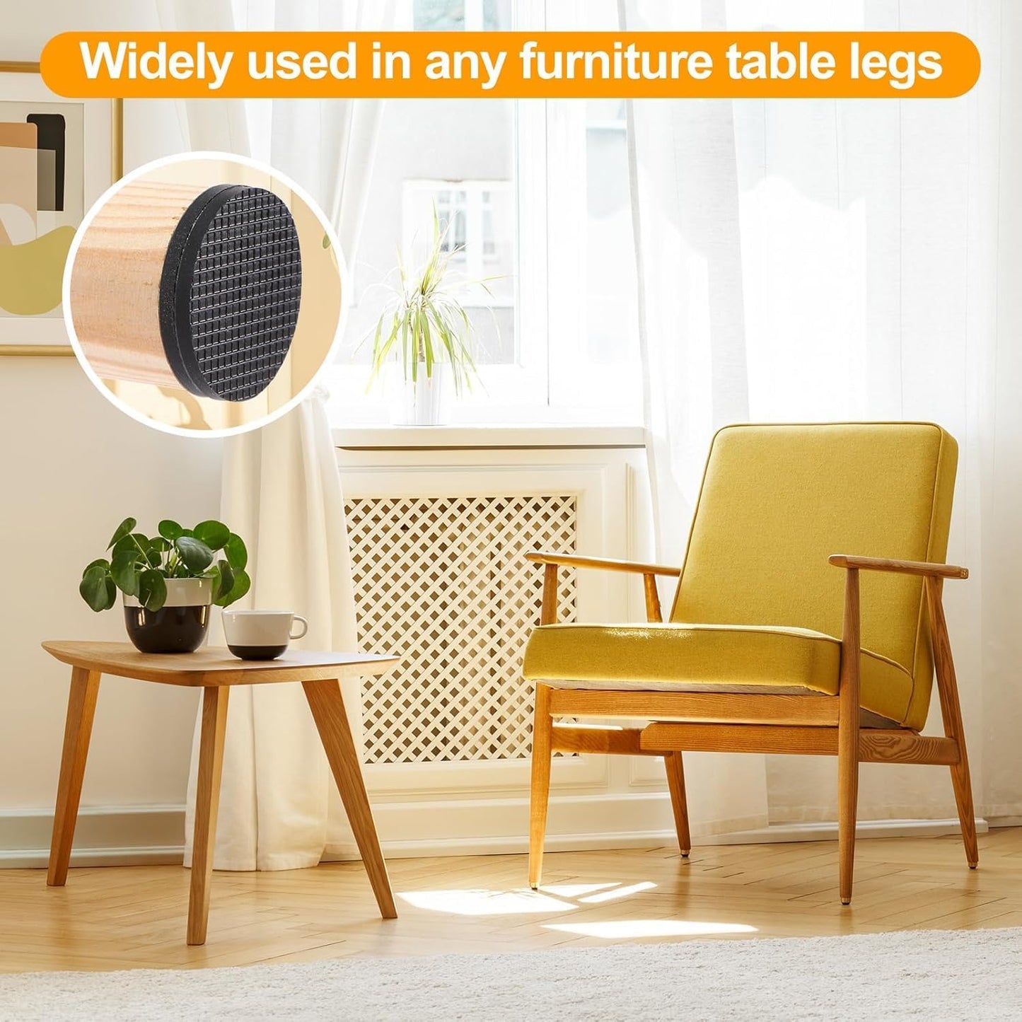 CHUNZEXI Non Slip Furniture Pads - 24 Premium Furniture Grippers Self Adhesive Rubber Furniture Feet, Anti Slide Furniture Hardwood Floor Protector for Keep Couch Stoppers (1 inch Round)