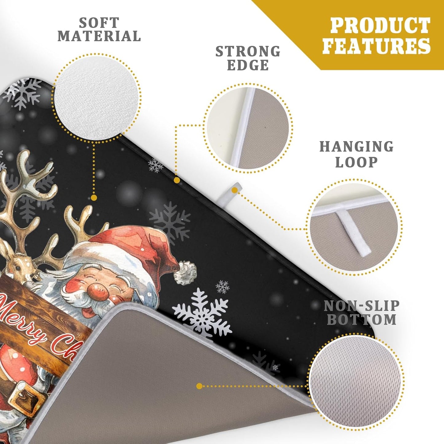 Christmas Santa Snowman Dish Drying Mat 18x24 Inch Winter Xmas Snowmen Santa Drying Mat Absorbent Drainer Pad for Kitchen Counter Christmas Tableware Mats Protector for Black Home Kitchen Accessories