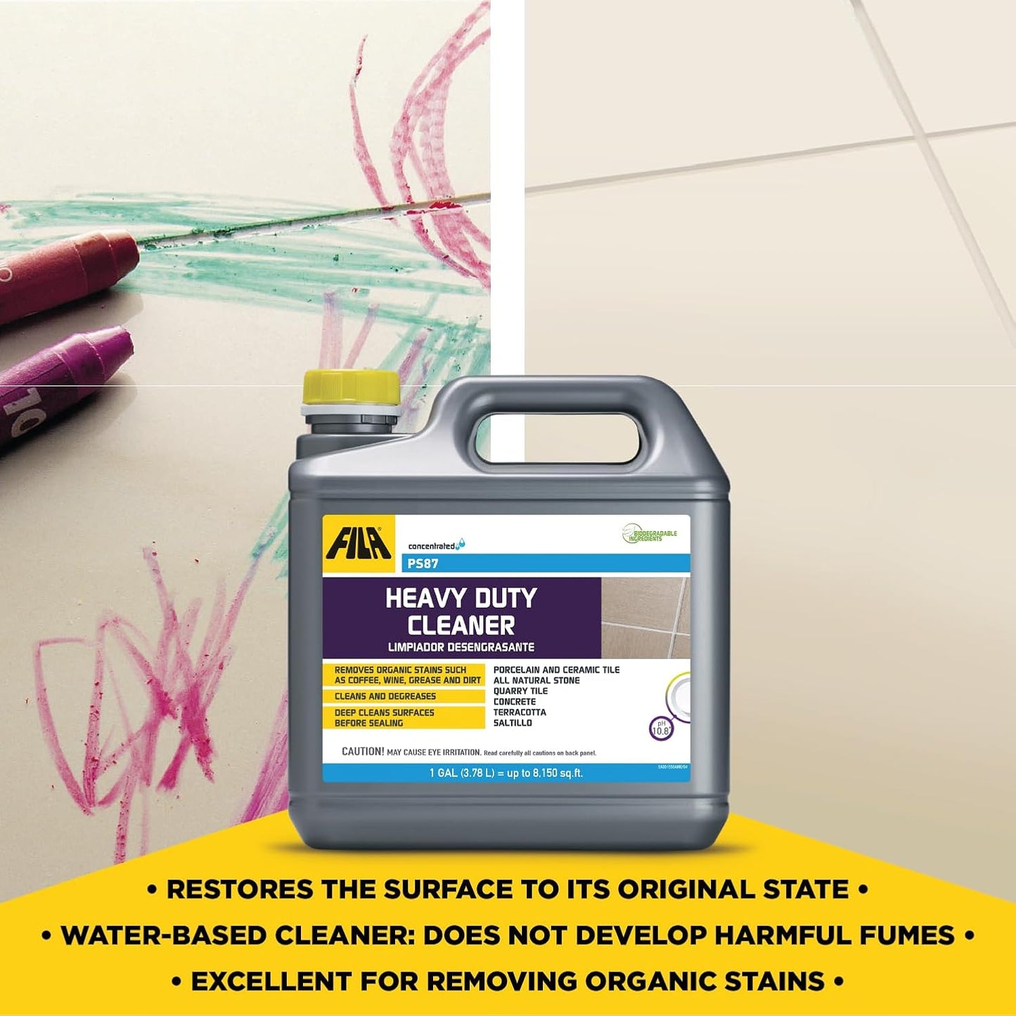 FILA Surface Care Solutions PS87 Heavy Duty Cleaner and Degreaser, 1 GAL (PS87 Heavy Duty Cleaner,), 128 Fl Oz (Pack of 1)