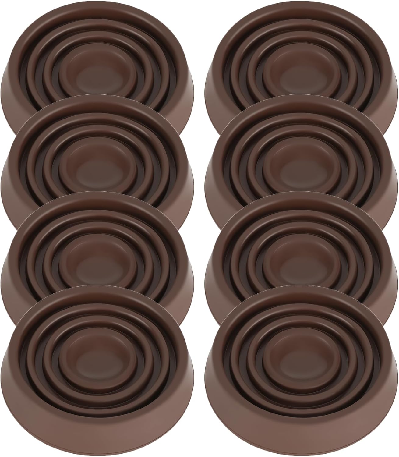 Furniture Coasters, 1.5X1.5 Rubber Caster Cups Non Slip Furniture Pads Non Skid Furnitures Grippers Anti Slide Floor Protector for Bed Couch Table Chair Stoppers (Brown, 8 Pack)