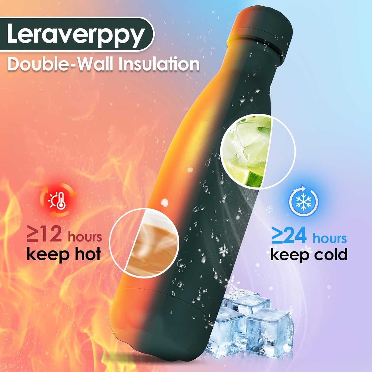 17oz Cola-Bottle Shaped Stainless Steel Leak-proof Water Bottle,Double Wall Vacuum Insulated Metal,Travel Mug For Sports Indoors & Outdoors,BPA-Free Kids Flasks,Army Green(4Pack)