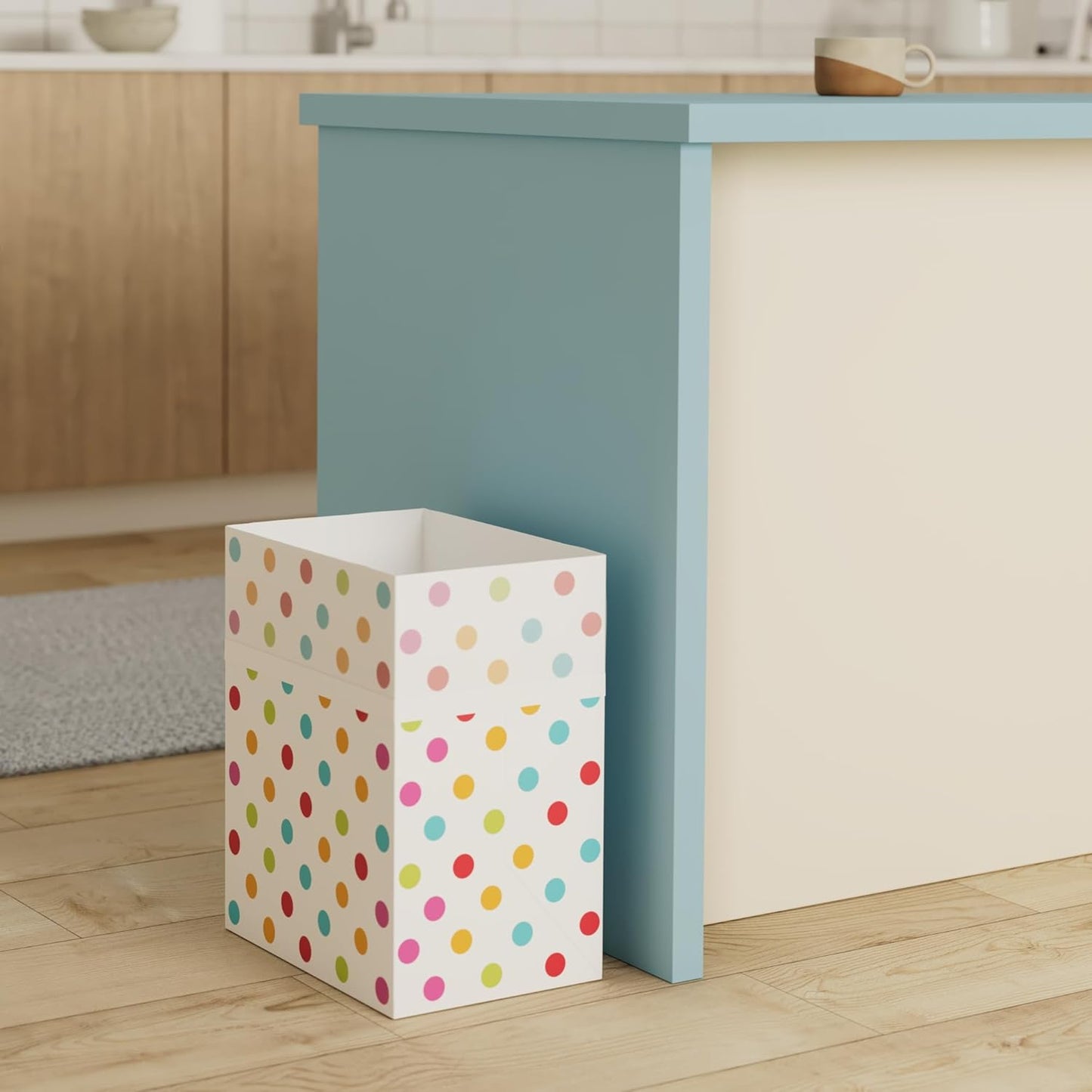 13 Gallon Disposable Pop-Up Trash Cans (3-Pack) with Fitted Bags – Foldable Garbage & Recycling Bins for Parties, Events & Kitchen (Polka Dot, 17" H x 13.5" W x 10" D)