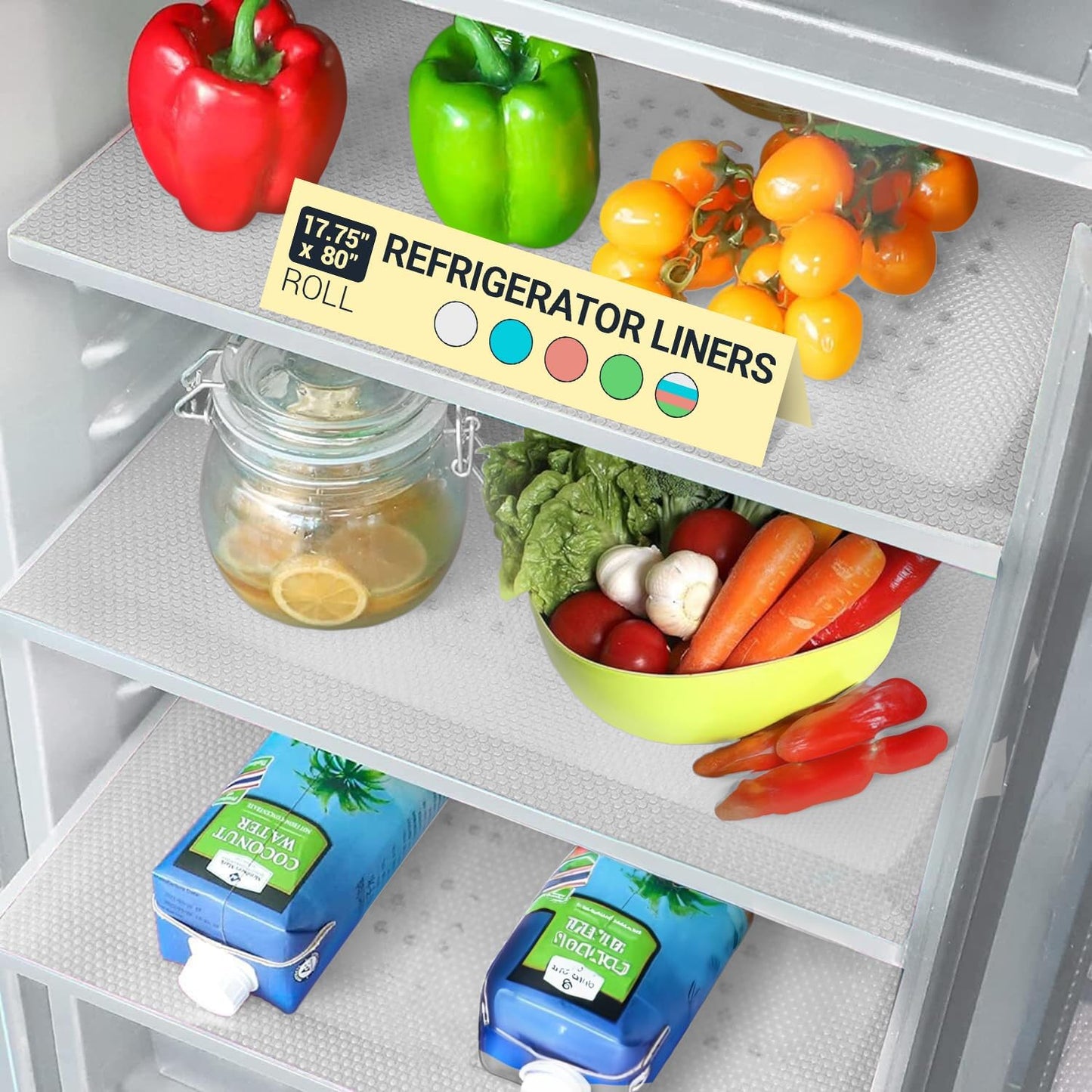Refrigerator Liners for Shelves by Linda’s Essentials - Easy to Clean Fridge Liner with Spill Protection Fridge Shelf Liners & Drawer Liner, Nonslip BPA-Free Refrigerator Mats (Clear Roll)
