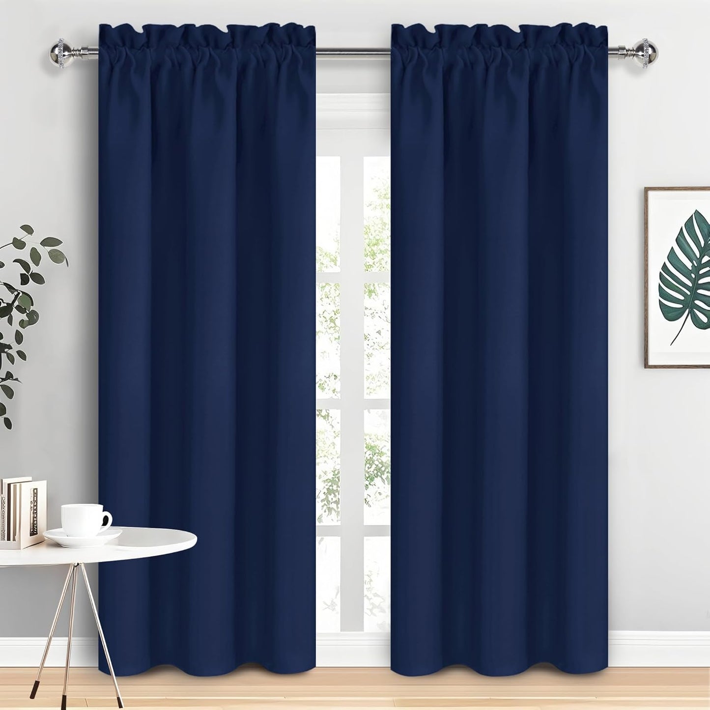 DWCN Navy Blue Blackout Curtains for Living Room 84 Inch Length 2 Panels Set Window Drapes Thermal Insulated Room Darkening Rod Pocket Curtains for Kids Boys Room (W38 x L84 Inch, Navy Blue)