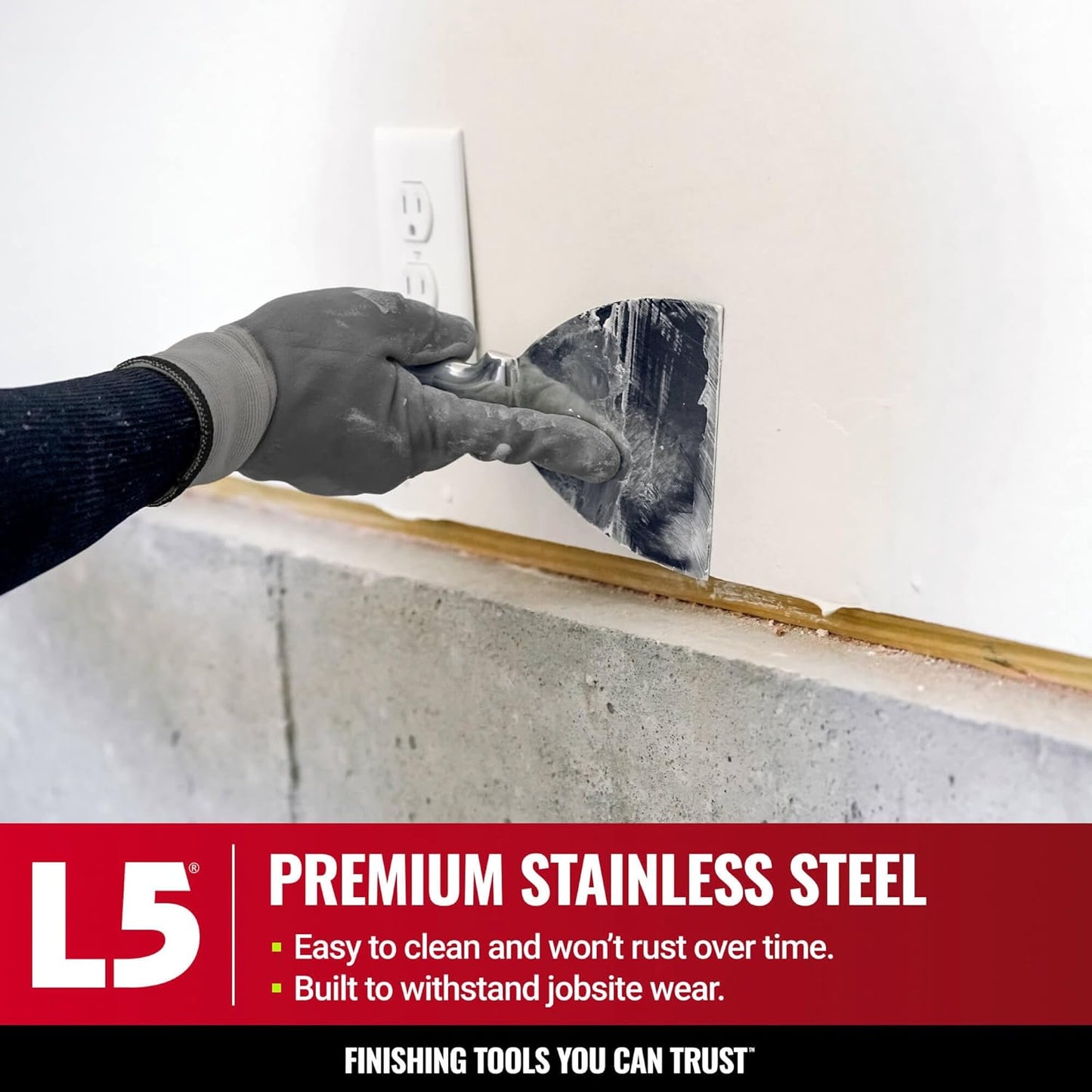 5" All Stainless Steel Joint Knife - LEVEL5 | Professional Grade Putty Blade, Premium Polished All-Metal, Precision Ground Edge, Ergonomic, Corrosion Resistant | 5-405