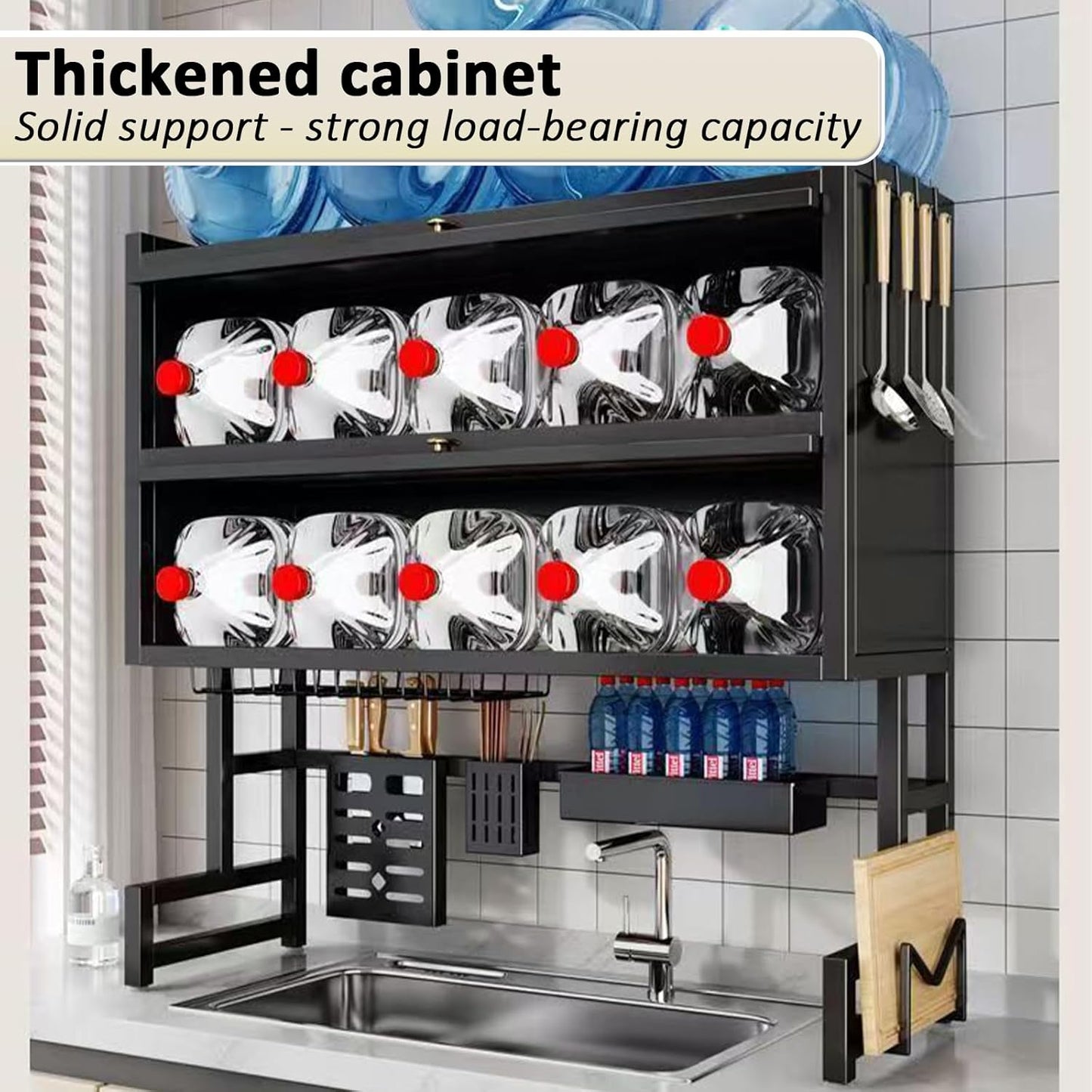 Over The Sink Dish Drainer Drying Rack 4 Tiers with Cover, Keep Kitchen Sink Shlef Organized Space-Saving Dish Drying Rack, Large Drying Rack for Dishes, Glasses, Bowls, Cutlery W-29.5in