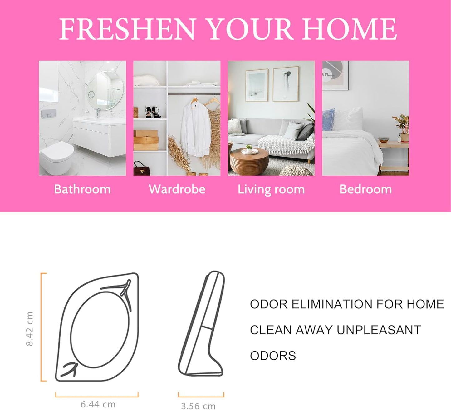 Air Freshener for Home, 4 Pack, Peach, Odor Eliminator for Small Area Closets Bathroom Pets Strong Odor, Up to 120 Days