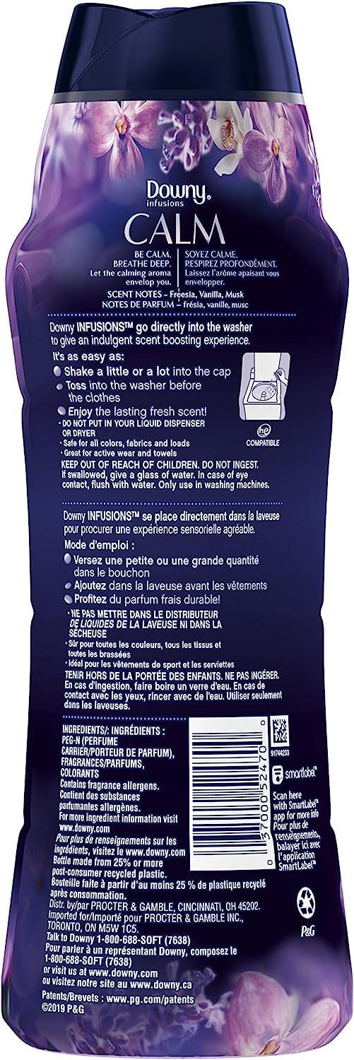 Downy Infusions Laundry Scent Booster Beads for Washer, Calm, Lavender & Vanilla Bean, 20.1 oz