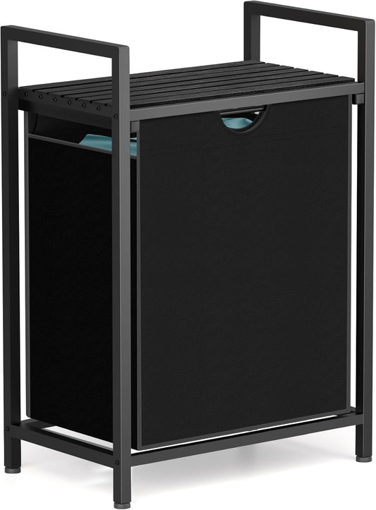 Laundry Sorter with Removable Bag, 16 Gallons Laundry Hamper with Adjustable Feet, Laundry Basket for Laundry Room, Bathroom and Bedroom(Charcoal Black)