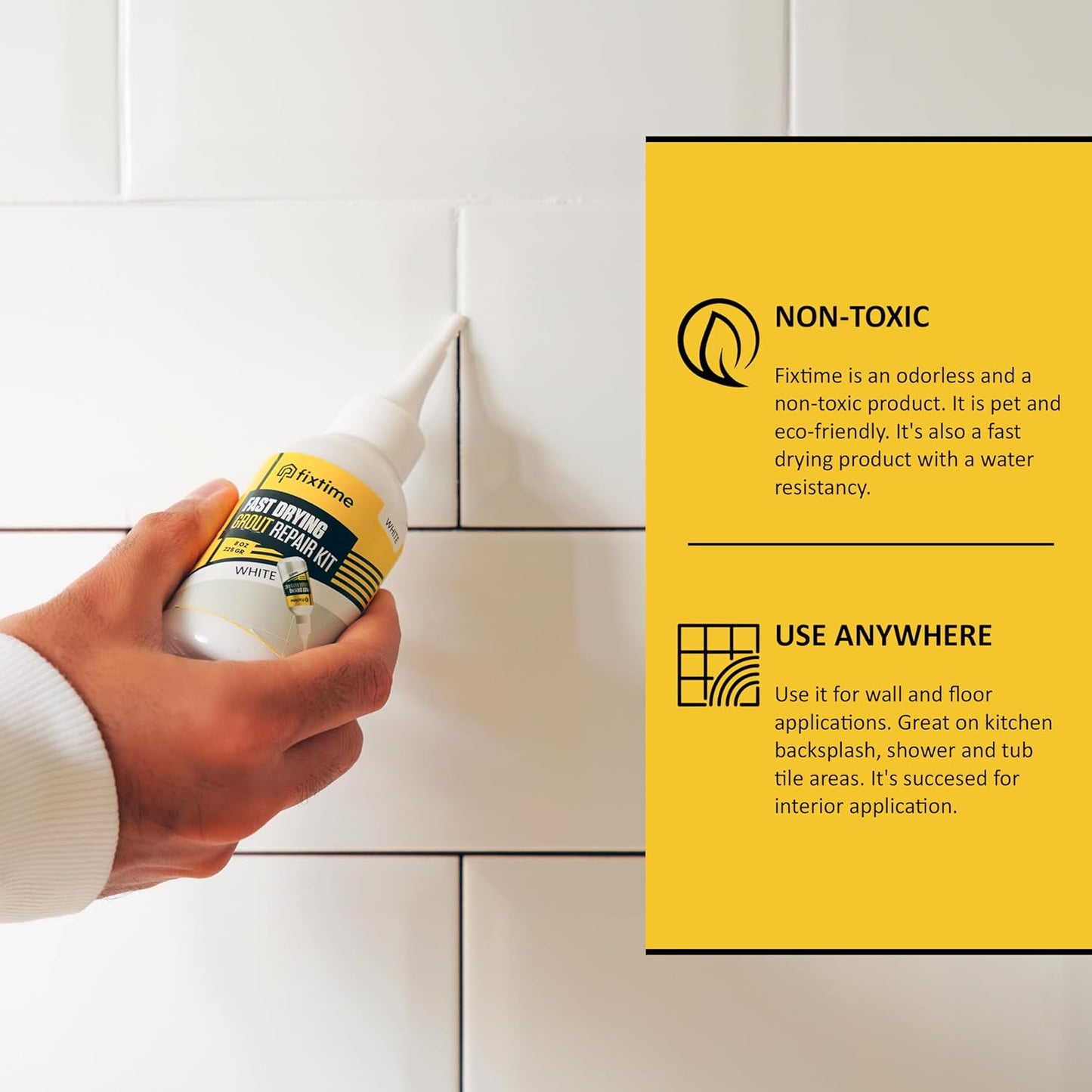 Tile Grout Repair Kit, White Grout Filler Tube 8 oz, Grout Repair Renews, Fast Drying Repait Kit, Grout Sealer for Floor Tile - Spatula Included (2xWhite)