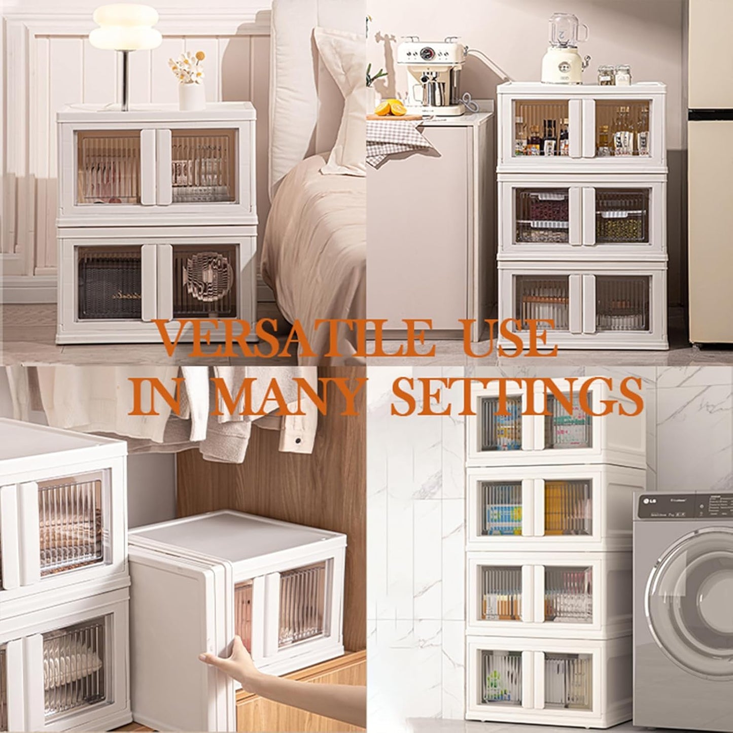 3 Tier Plastic Storage Bins with Lid，Stackable Storage Containers with Wheels, Folding Storage Boxes, Stackable Storage Bins, Closet Organizers and Storage for Living Room,Office,Dorm