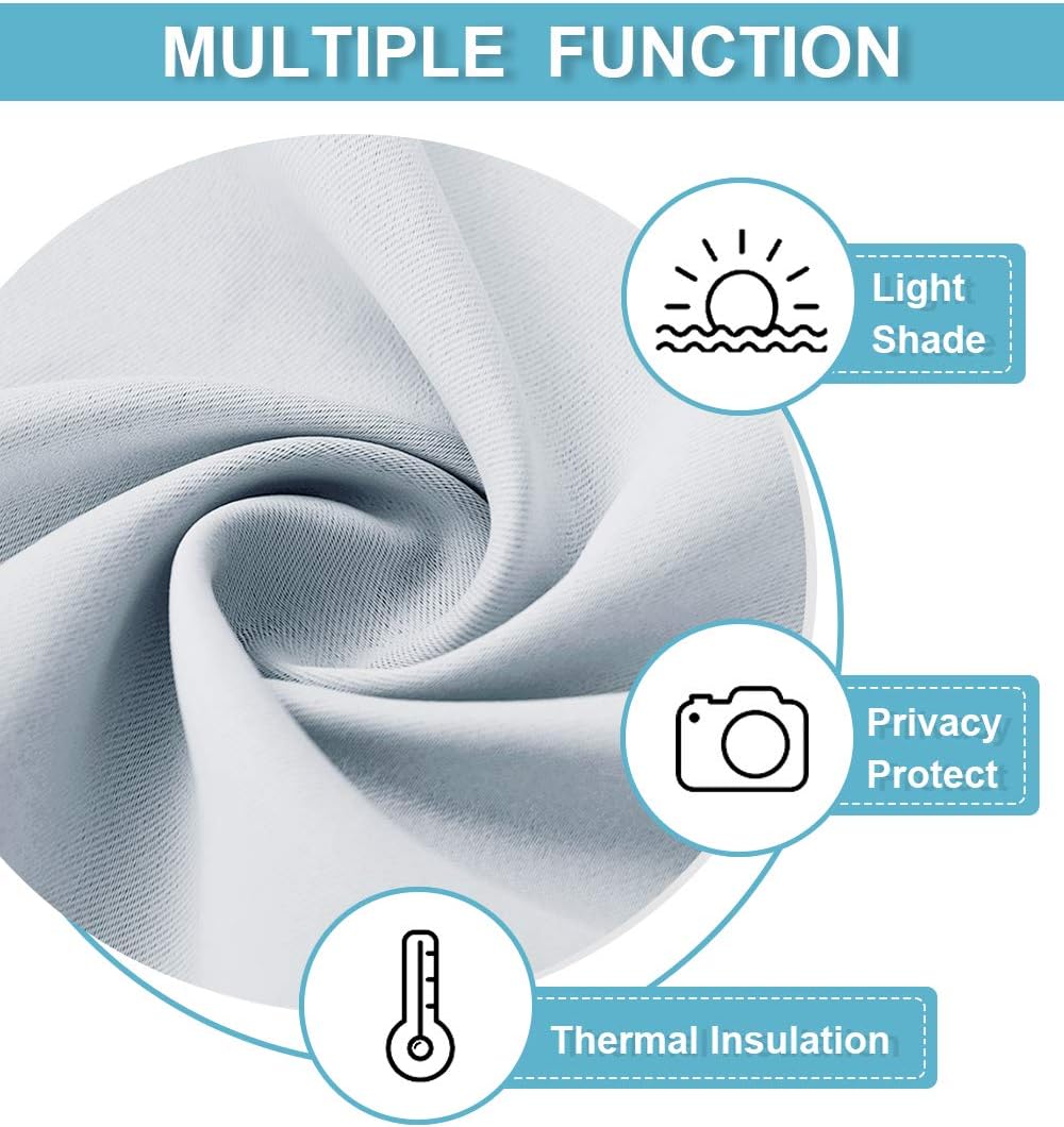 RYB HOME Window Curtains Room Darkening Energy Efficient Privacy Protect Drapes for Bedroom Living Room, 42 in Wide by 54 Long, Greyish White, 1 Pair