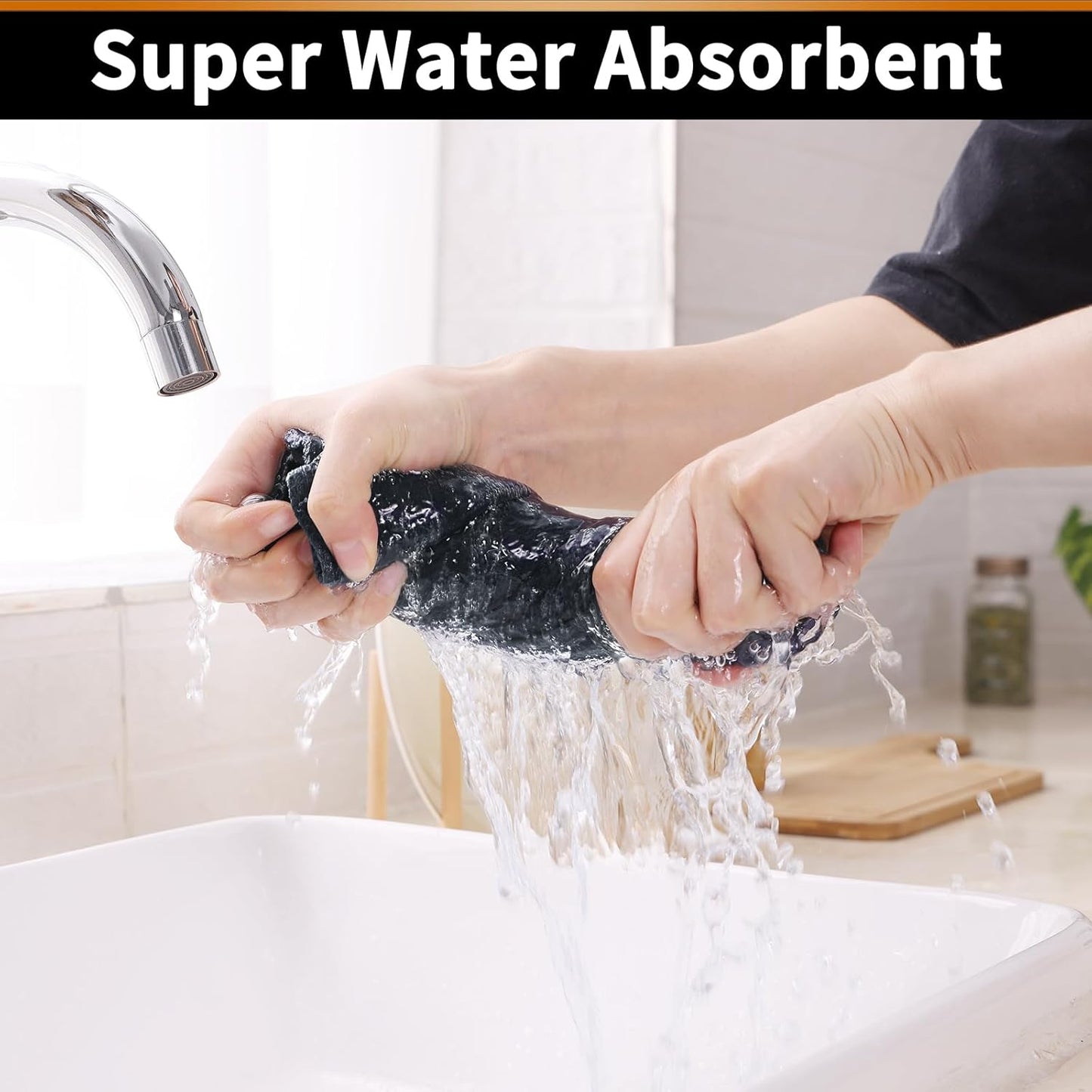 Homaxy 100% Cotton Waffle Weave Kitchen Towels - 4 Pack Soft and Absorbent Dish Towels - 16 x 26 Inches Quick Dry Hand Towels - Dark Grey