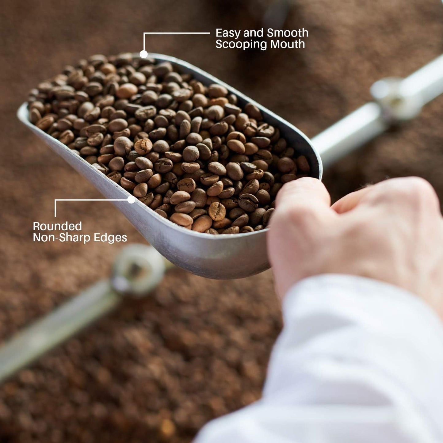 Cast Aluminum Utility Scoop - 58 oz. - Round Bottom, ice scoop For Multi-Purpose Use, With Finger Groove Handle (58 oz.)