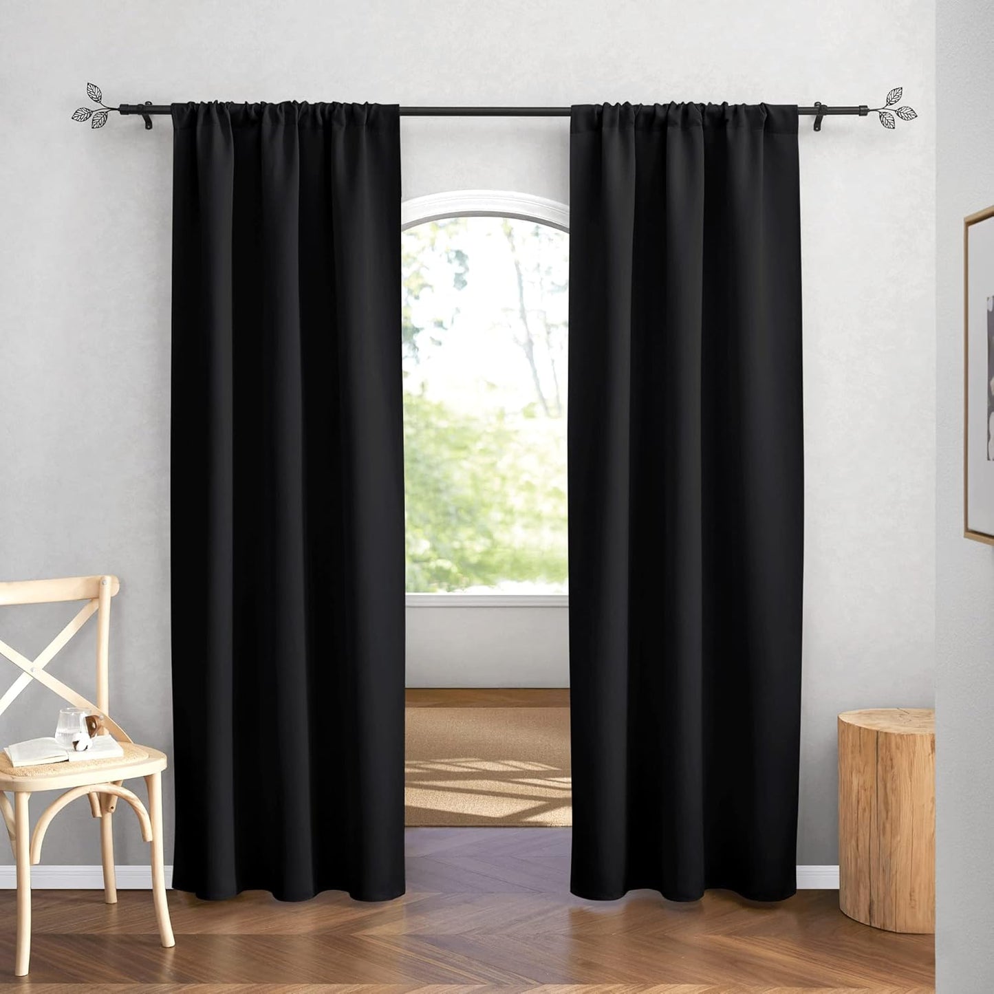 RYB HOME Blackout Curtains 84 inches Long 2 Panels Set for Living Room, Thermal Insulating Privacy Curtains & Drapes for Doorway Temporary Door Alternative Accordion Door, W 42 x L 84, Black