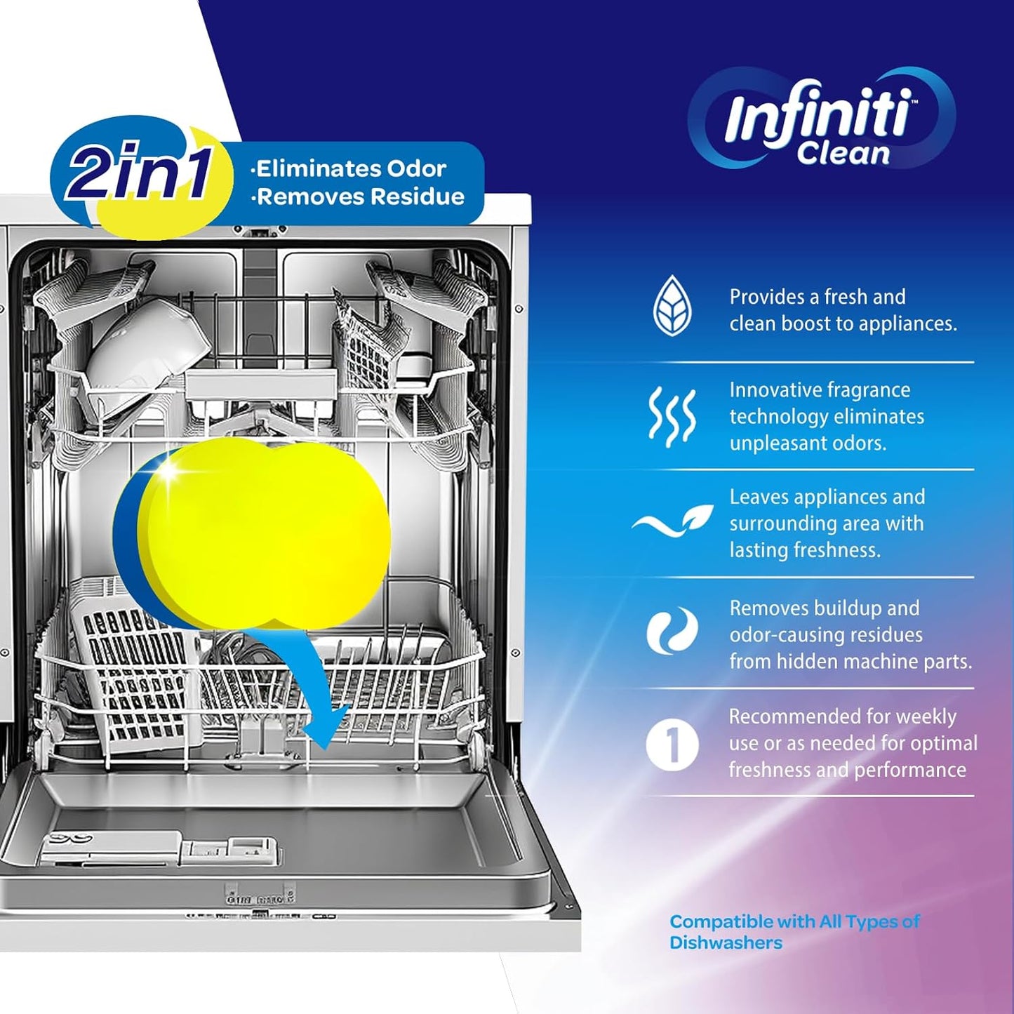 Dishwasher Cleaner and Deodorizer Tablets - Deep Clean Dishwasher Cleaner Tablets, Septic Safe, Natural Limescale Remover - Compatible with All Models (24 Pack)