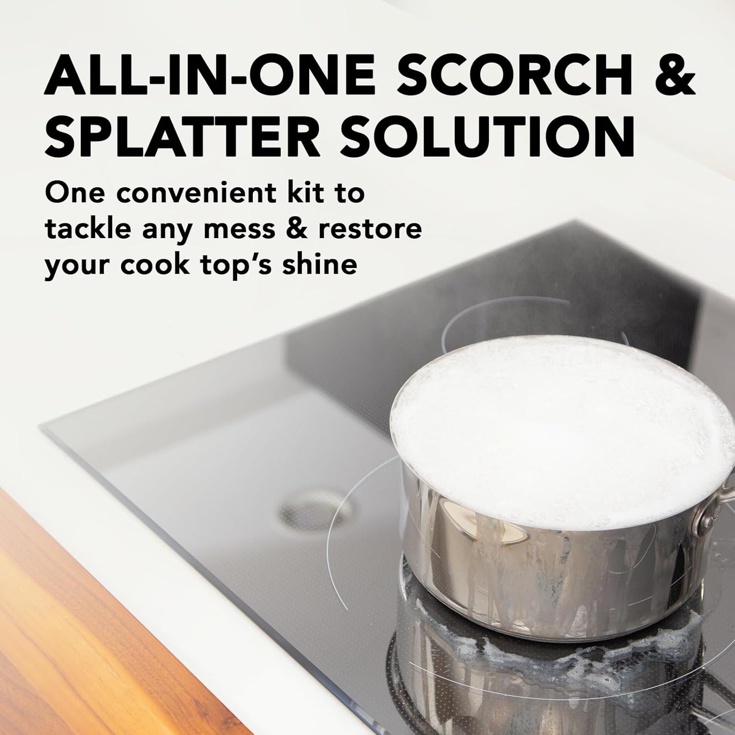 Weiman Glass Cooktop Cleaner Kit - Remove Burned on Food, Grease & Grime and Polish Stovetop, Ceramic & Induction, Streak Free, Cleaning Supplies, 20 Oz, Scrubbing Pad, Razor Scraper