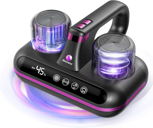 Mattress Vacuum Cleaner - 5-in-1 Cordless Bed Vacuum Cleaner, Powered by Ultrasonic Technology, 16Kpa Strong Suction,Low Noise,Suitable for Dust, Pet Hair, Etc - Grey