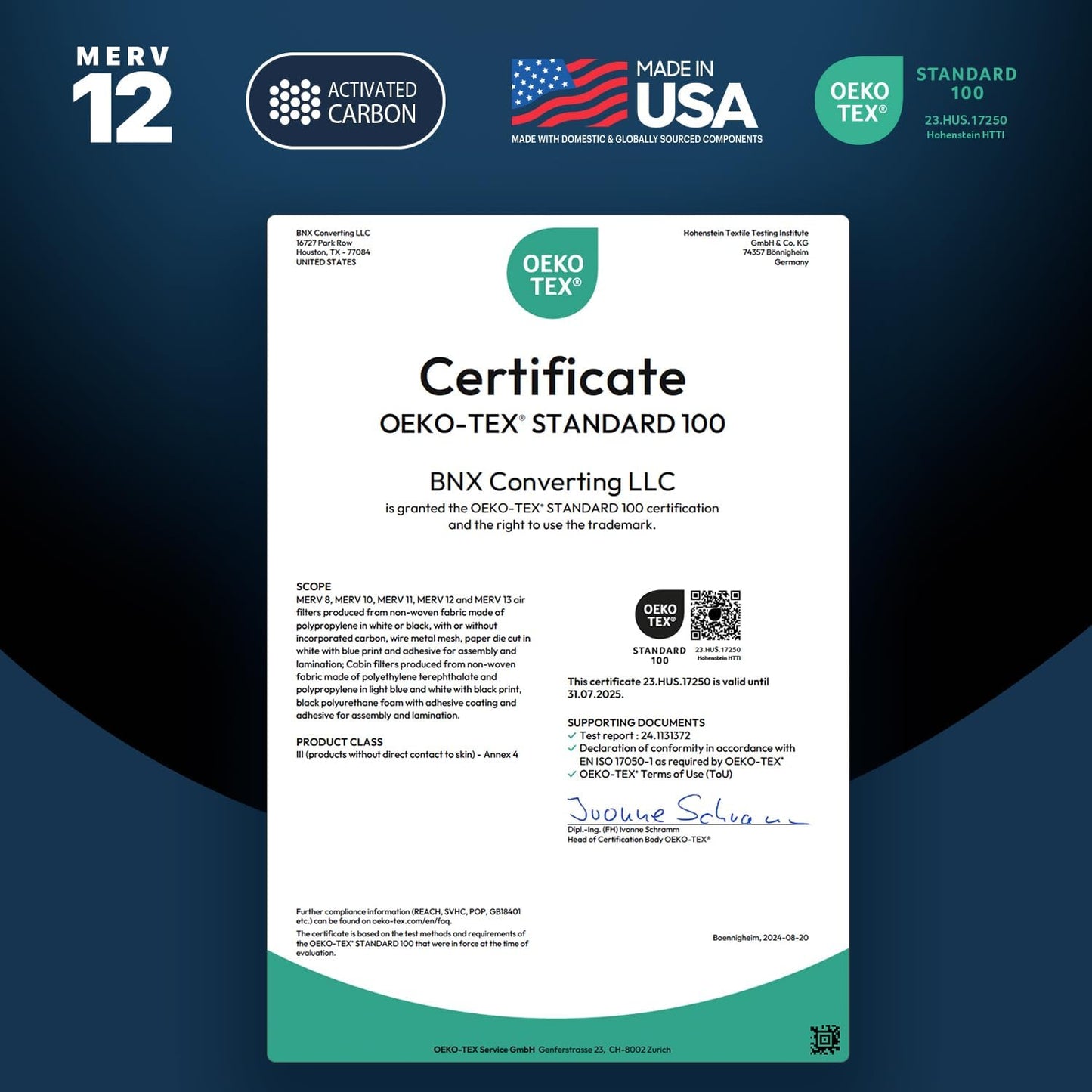 BNX TruFilter 20x22x1 MERV 12 Odor Defense (6-Pack) AC Furnace Air Filter with Activated Carbon - MADE IN USA - Pleated Air Conditioner HVAC AC Furnace Filters - Removes Odor, Mold, Bacteria, Smoke