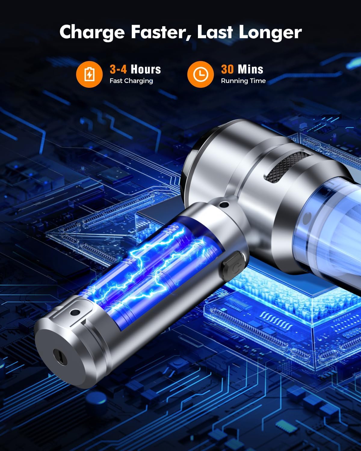 Car Vacuum,3 Suction Modes,Portable Mini Cordless Cleaner with 24000pa Suction Power,Type-C Charge,Handheld Vacuum for Home,Car, Office Desk, Keyboards(Dark Silver)