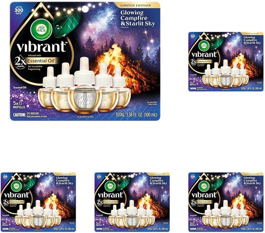 Air Wick Plug In Vibrant Scented Oils Refills, Campfire & Starlit Sky, 5 ct (Pack of 5)