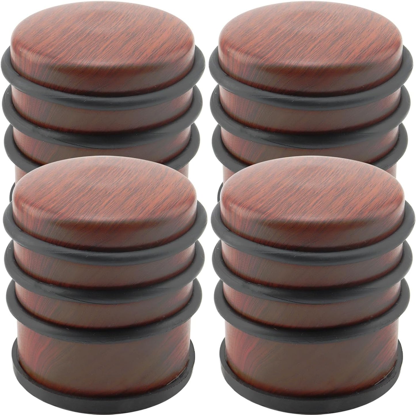 KINJOEK 4 PCS 1KG Heavy Duty No Drill Door Stopper, Stainless Steel Door Stop, Surrounded with Protective Rubber Bands Anti-Slip Door Wedge for Office, Home, Garage, Laundry Door, Brown Te