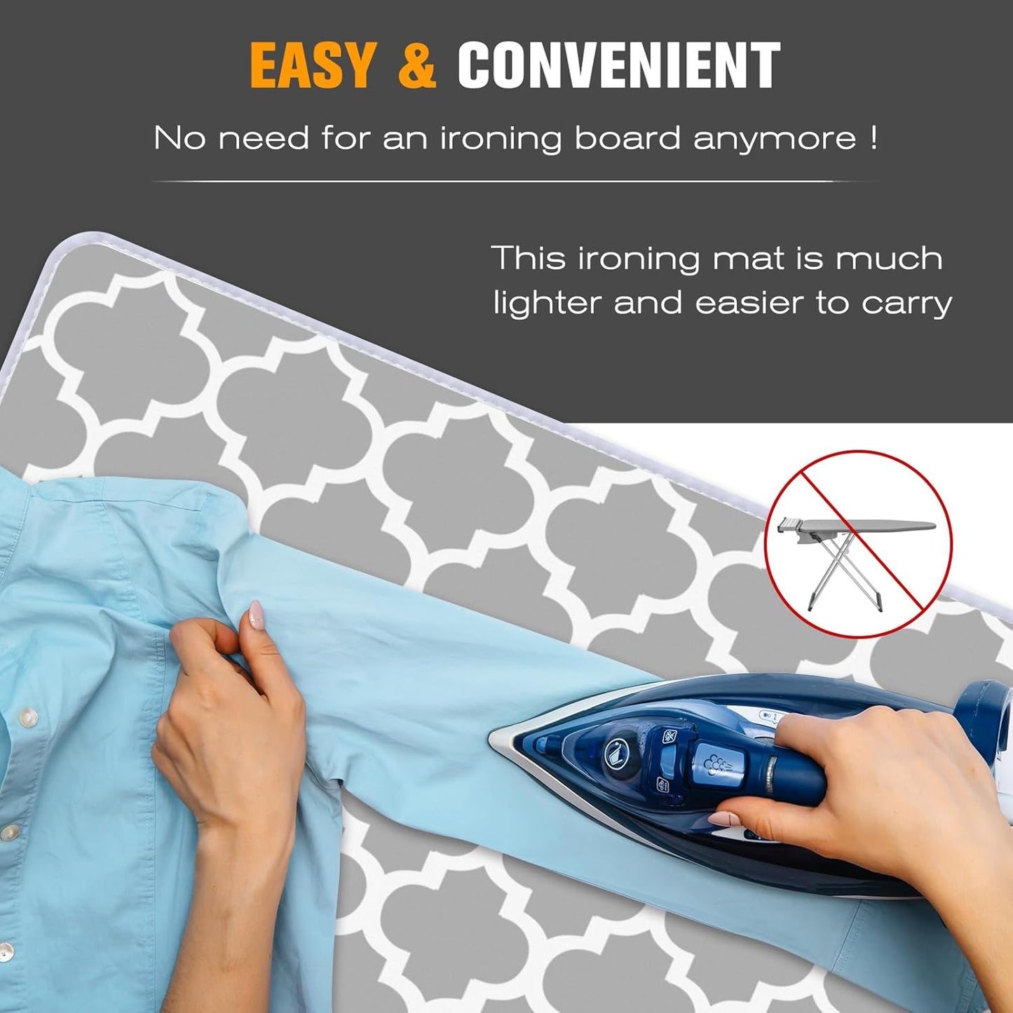 Ironing Mat, Portable Ironing Pad, 28 x 24 inch Ironing Mat for Table Top of Washer, Dryer, Table Top, Countertop, Silincoe Coating and Scorch Resistant