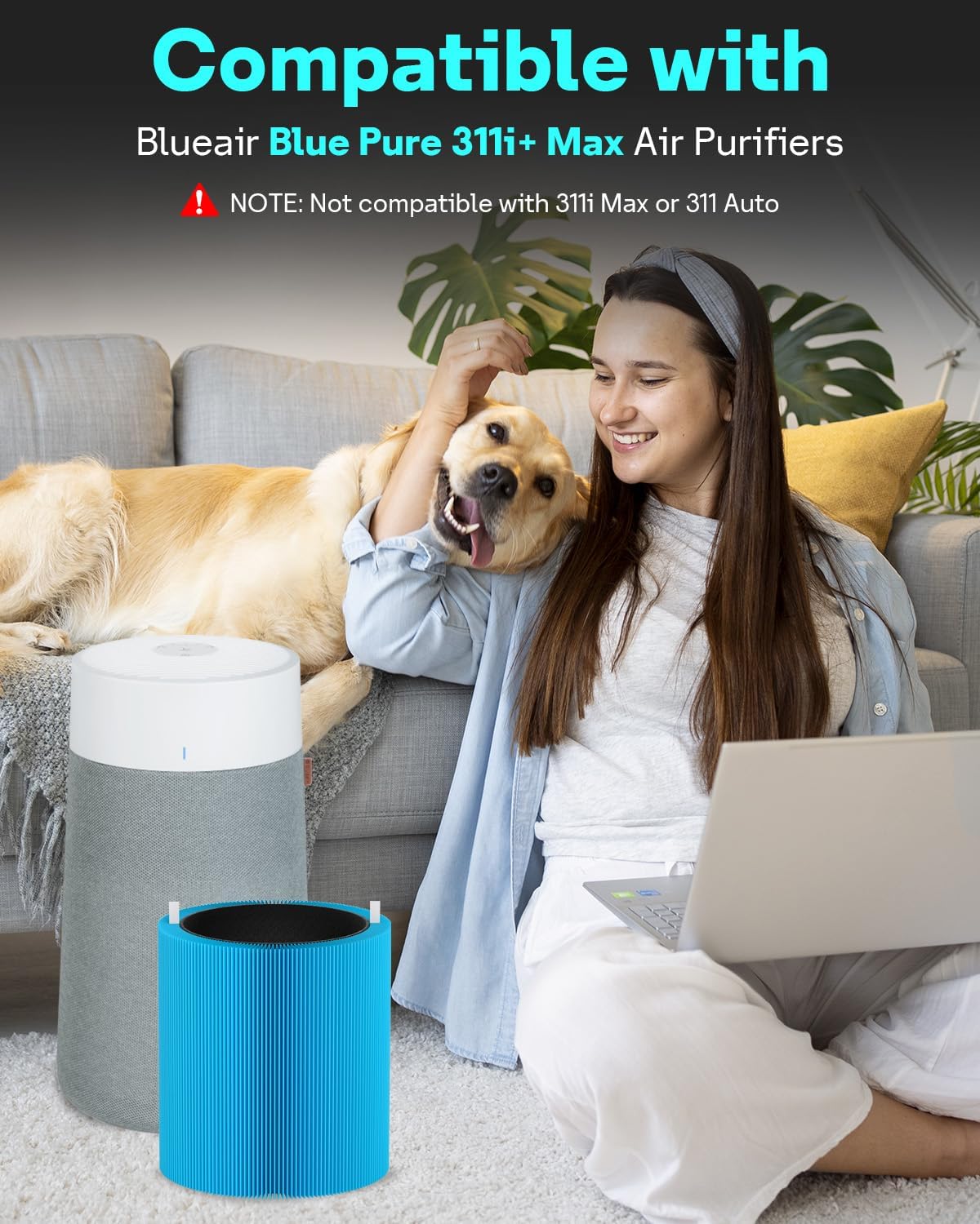 Leemone 2 Pack Blue Pure 311i+ Max AllergenBlock Filter Compatible with Blue Pure 311i+ Max Air Purifier, Activated Carbon Filter
