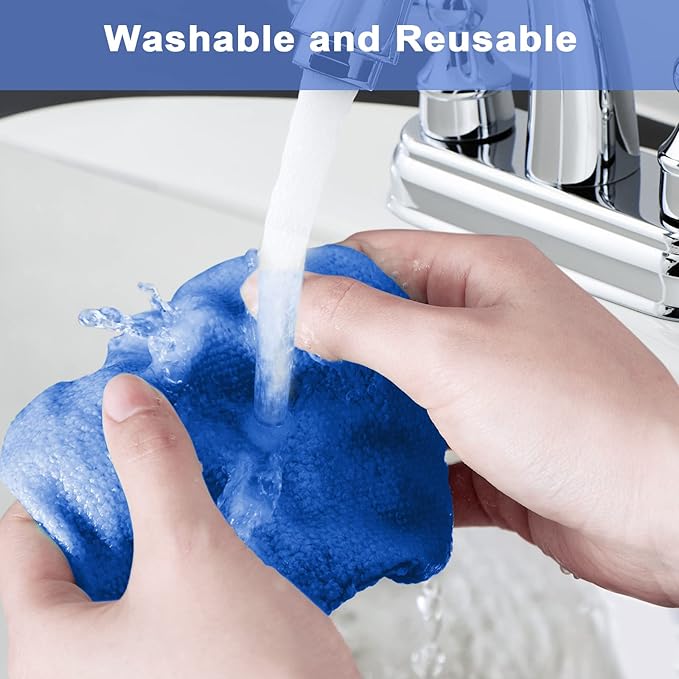 Frienda 2 Set Windshield Cleaner Tool Inside Car Windshield Cleaning Wand Auto Window Cleaner with Detachable Handle, 8 Reusable Microfiber Pads and 2 Spray Bottles for Car Interior(Gray, Blue)