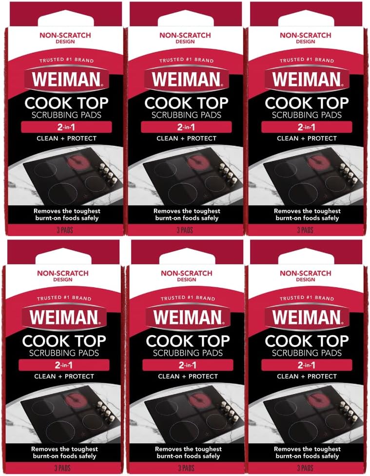 Weiman Products Cook Top Scrubbing Pad, 3 Count, 6 Per Case