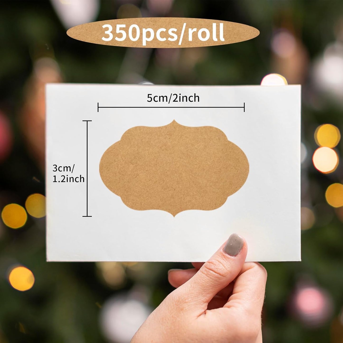 350 PCS Gift Tags Stickers Name Labels Stickers,2" x 1.2" Fancy Shape Stickers Self-Adhesive Handmade Bottle All-Purpose Jar Labels for Presents Cosmetic Decoration Jars Food Craft (Dark Kraft)