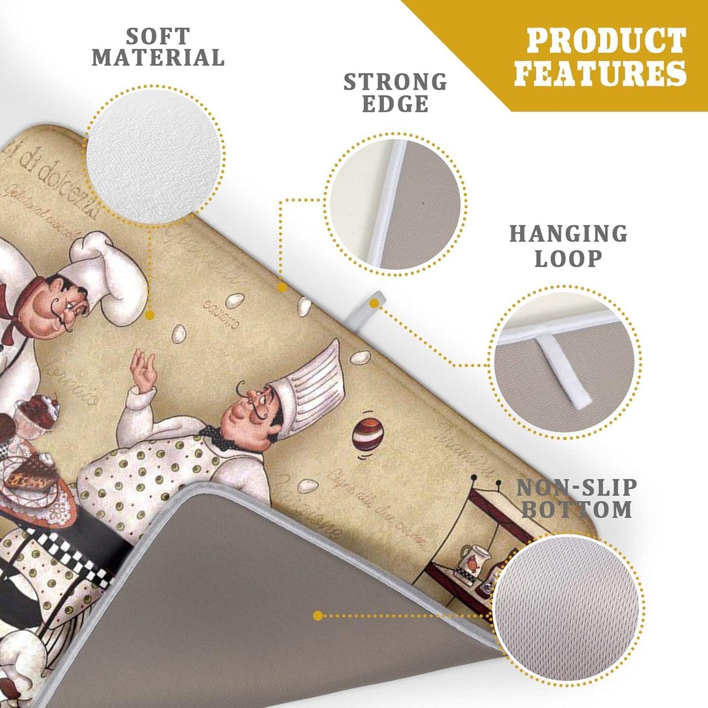 Fat Chef Dish Drying Mats for Kitchen Counter 16x18 Inch Buffalo Plaid Cooking Utensils Absorbent Dishes Drainer Mat Reversible Microfiber Quick Dry Rack Pad Chef Kitchen Drying Mat for Countertop