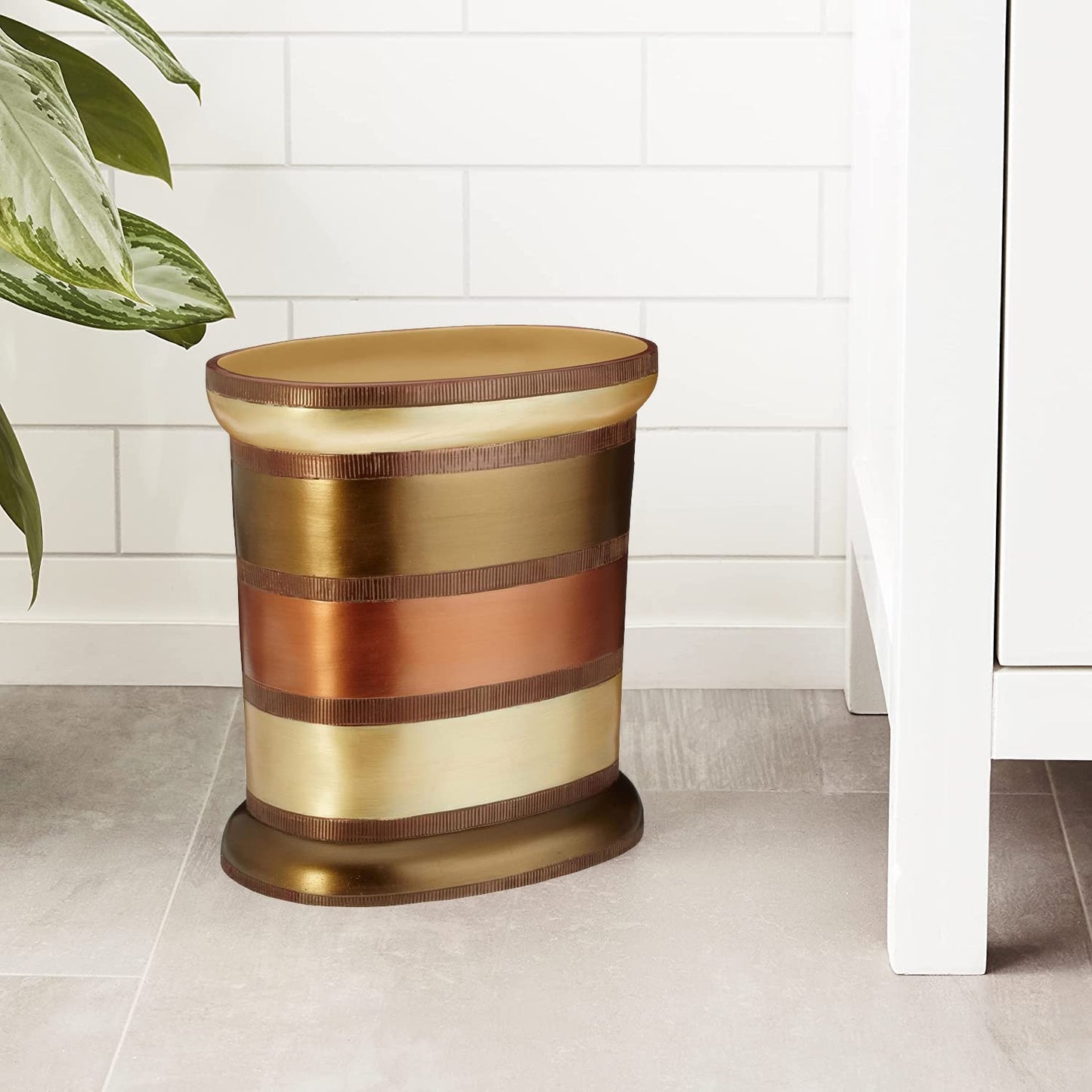 Zahari Home Decorative Trash Can for Bathroom, Office & Bedroom - 2.1 Gallons Stylish & Small Trash Can for Dorms, Desktop & Restroom - Chic Waste Basket for Compact Spaces, Contempo