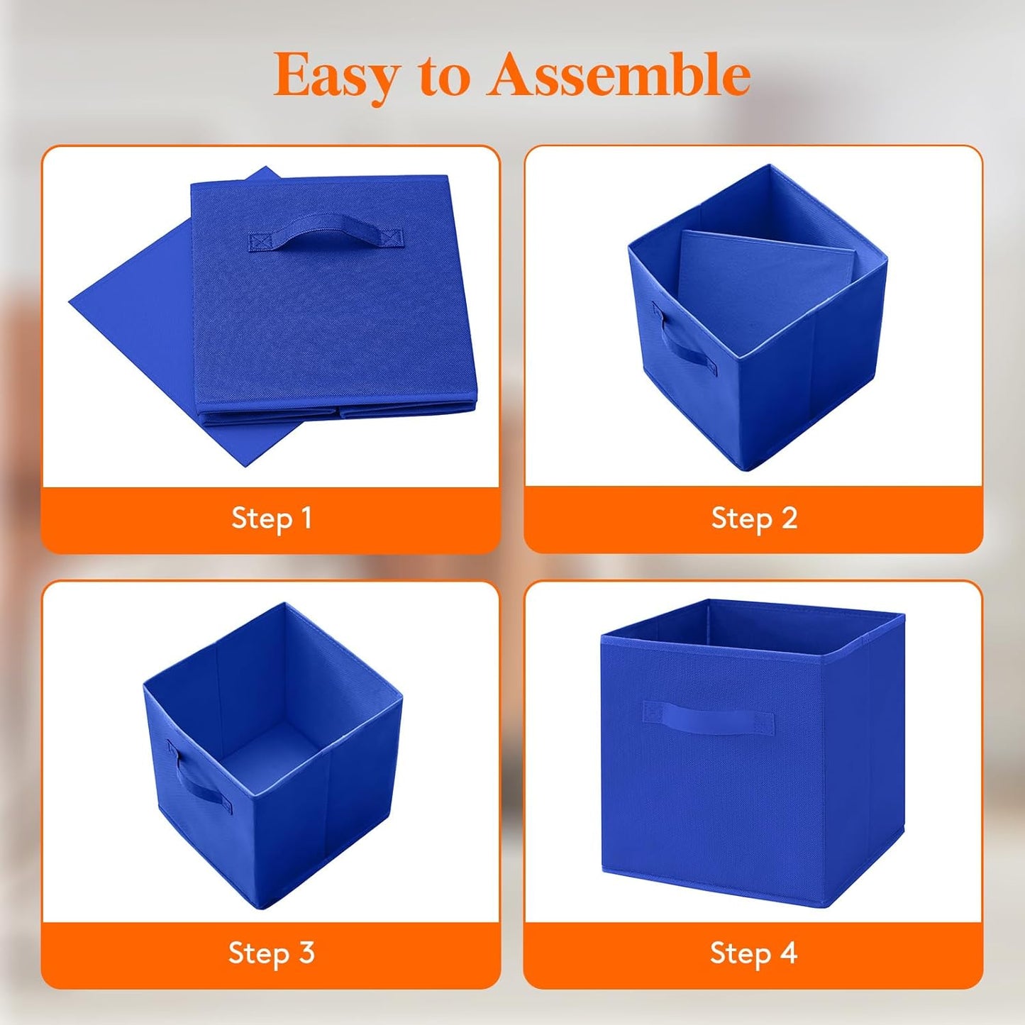 Lifewit Collapsible Fabric Storage Cubes Bins Set 11 Inch, Foldable Cubby Organizers Boxes, 6 Pack Organizing Baskets for Shelf, Closet, Utility Room, Storage Room Blue