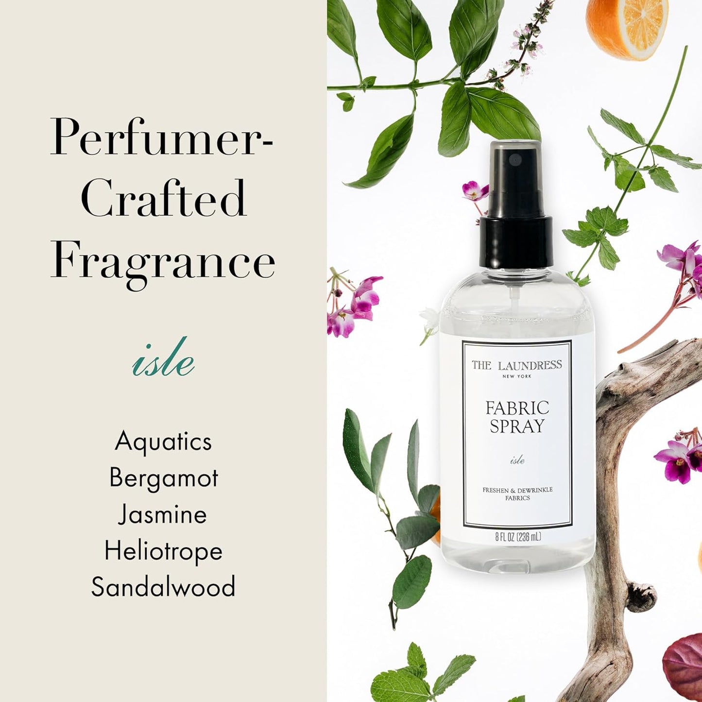 The Laundress Isle Fabric Spray, Wrinkle Release and Linen Spray, Upholstery Fabric Refresher, Coastal Inspired Scent, 8 Fl Oz