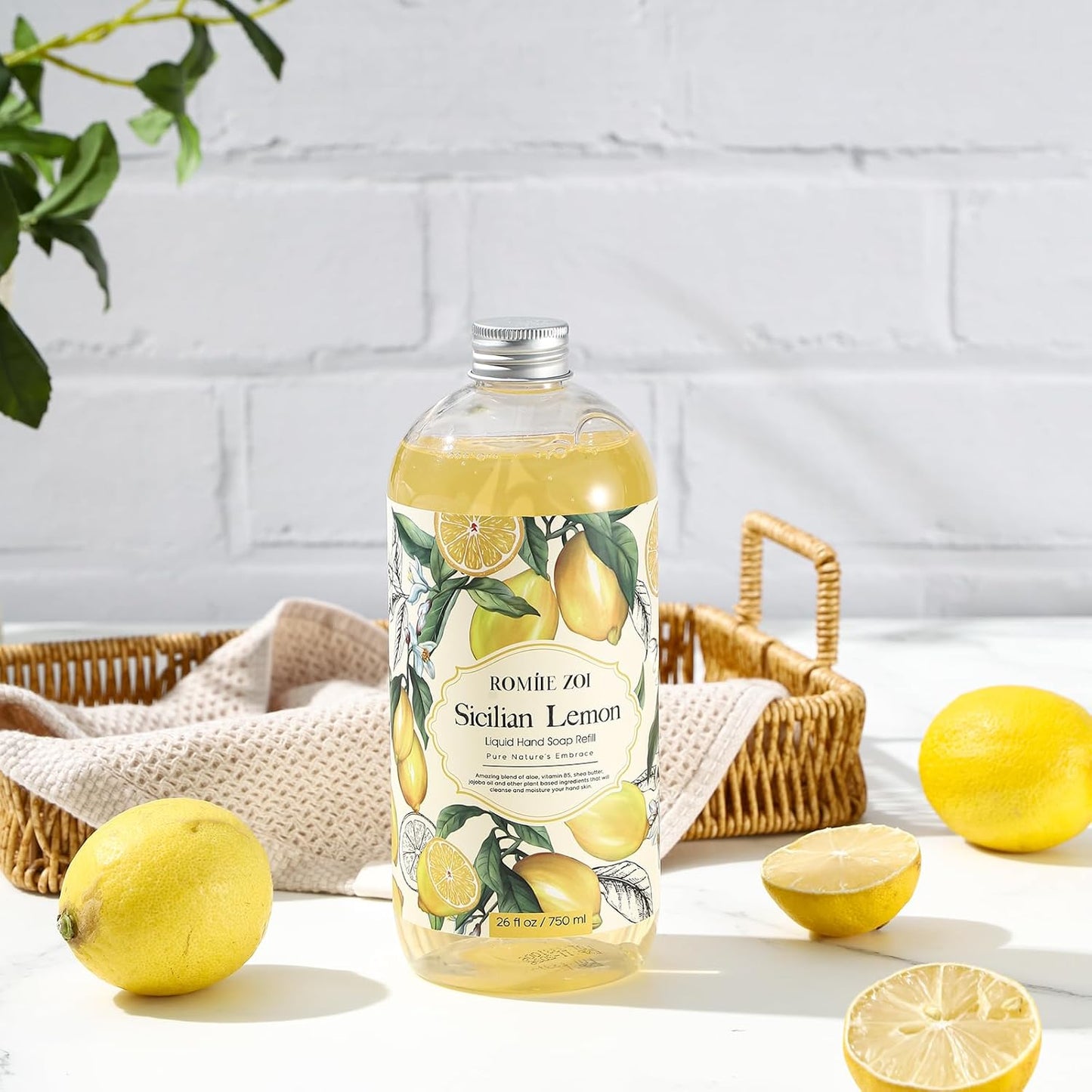 ROMIIE ZOI Liquid Hand Soap Refills, Lemon, Gentle & Moisturizing Formula, 750 ML/ 26 FL OZ