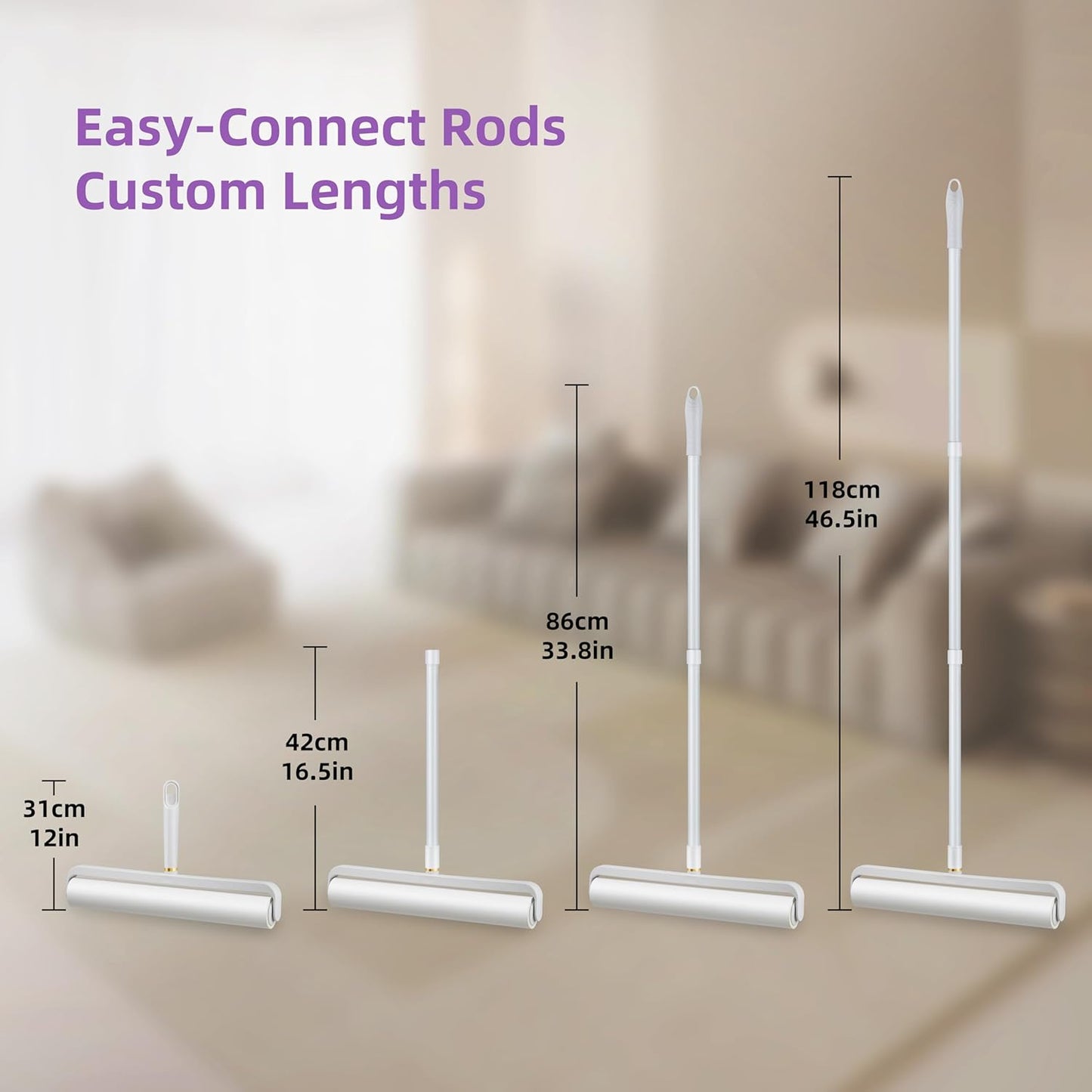 14.17" Extra-Wide Lint Roller Kit with 2 Refills & Dust Cover | Reusable Pet Hair Remover for Furniture, Car, Clothes | Extendable Handle (100 Sheets/Roll) (2)