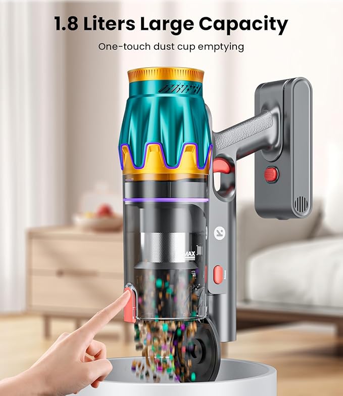 Cordless Vacuum Cleaner, 580W 48KPA 70Mins Vacuum Cleaners for Home, Cordless Stick Vacuum with Touch Screen, Anti-Tangle & Wall Mount Charge, Wireless Vacumm for Home/Pet Hair/Carpets/Floors