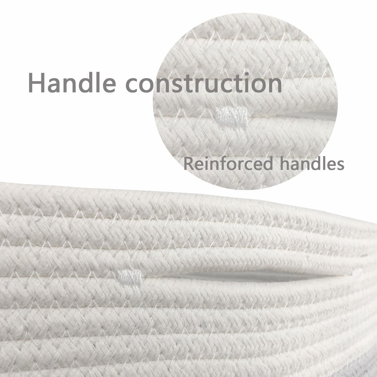 COMFY-HOMI 3 Pack Medium Cotton Rope Basket with Handles for Shelves, Dog Toy, Baby, Gift Organizing, Handwoven Craft - New Generation 13.5" x 11" x 9.5" (Navy Blue)