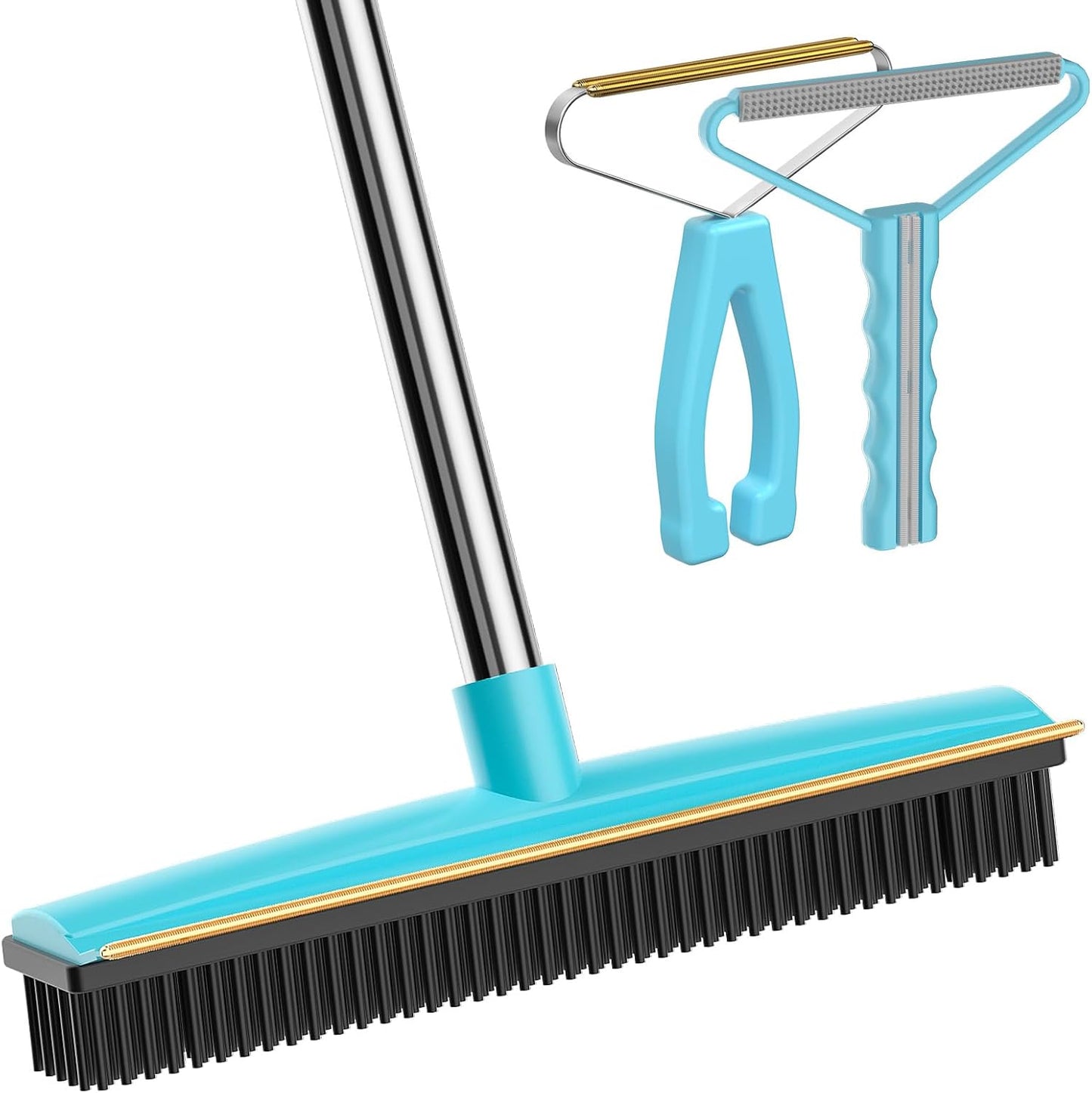 Carpet Rake - 60" Long Handle Pet Hair Removal with Metal Fabric Edge Design,Carpet Broom,Carpet Rake for Carpets, Rugs,Mats,Couch,Stairs(3 pcs)