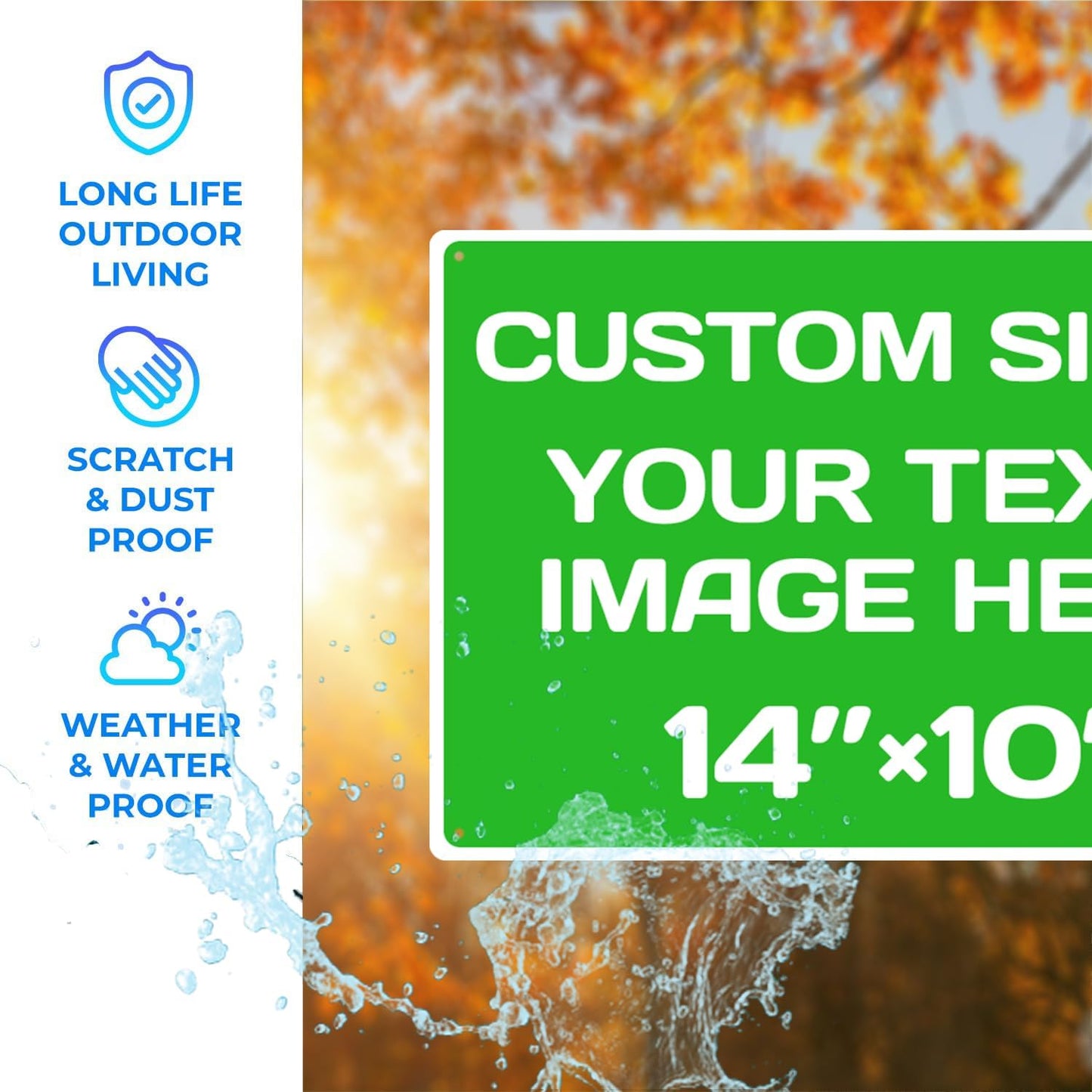 Personalized Aluminum Weatherproof Metal Signs - Multiple Sizes, Custom Text & Picture, Hazard, Garden, Custom Door Signs