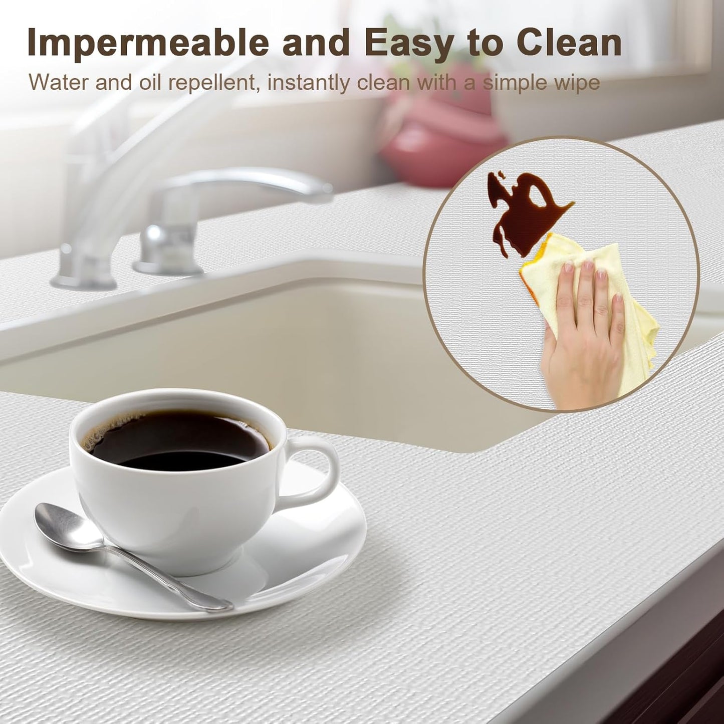 OcePor Non-Adhesive Drawer and Shelf Liner 12IN x 20FT, Non Slip Cabinet and Cupboard Liner, Kitchen Cabinet Liners for Shelves,Waterproof Drawer Shelf Liners for Cabinets/Bathroom Cupboard, White